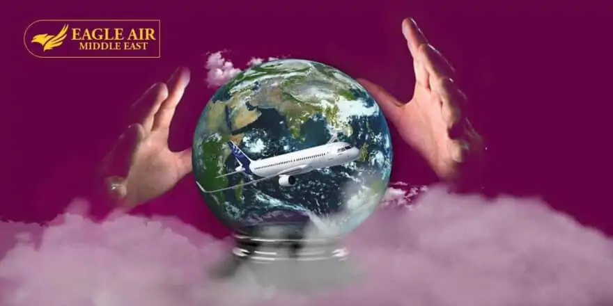A crystal ball in the shape of the earth with two hands around it.