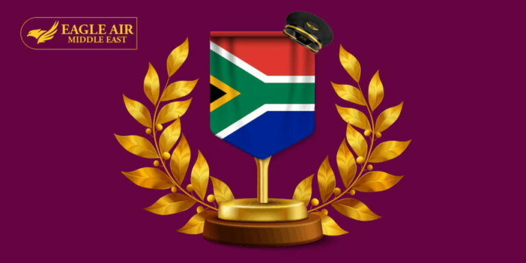 صورة علم جنوب أفريقيا وعليه كاب الطيار