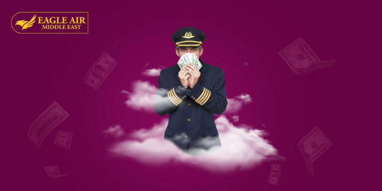 A pilot holding money t refer to his high salary