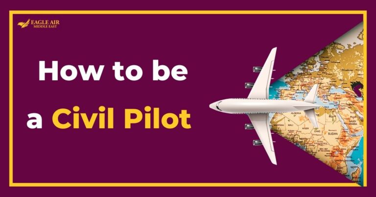 An airplane with a map underneath it and a text saying: how to be a civil pilot